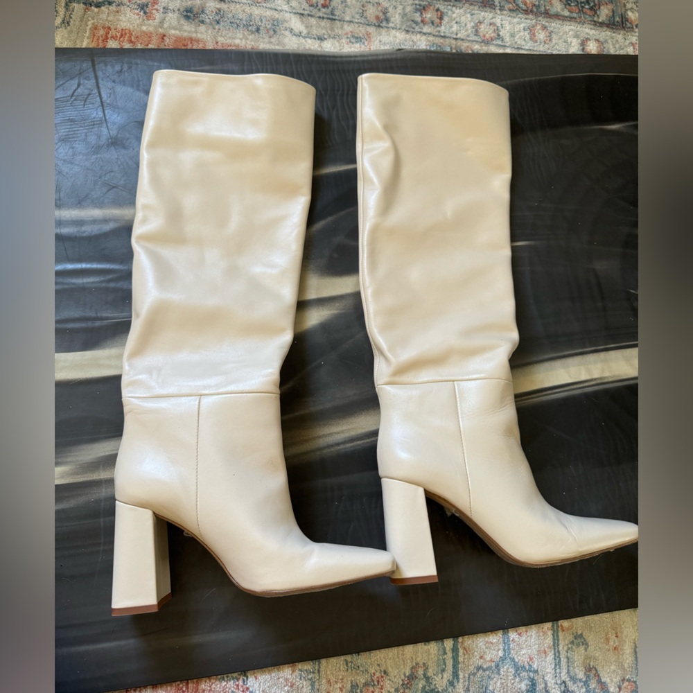 Leather knee high boots